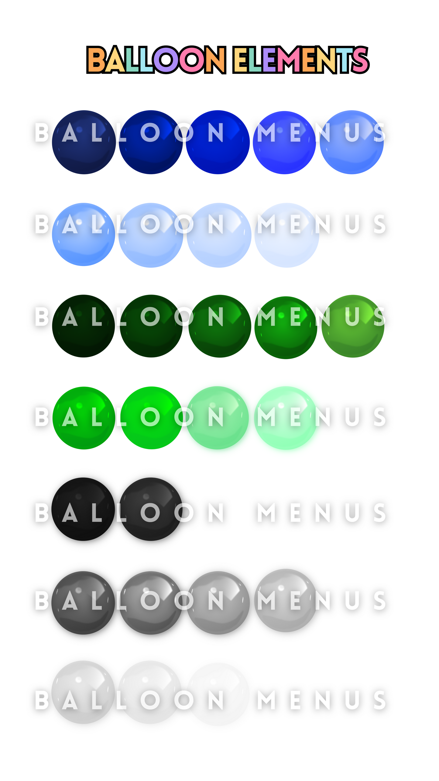 Digital Balloon Elements - (Balloons To Create Balloon Menus)